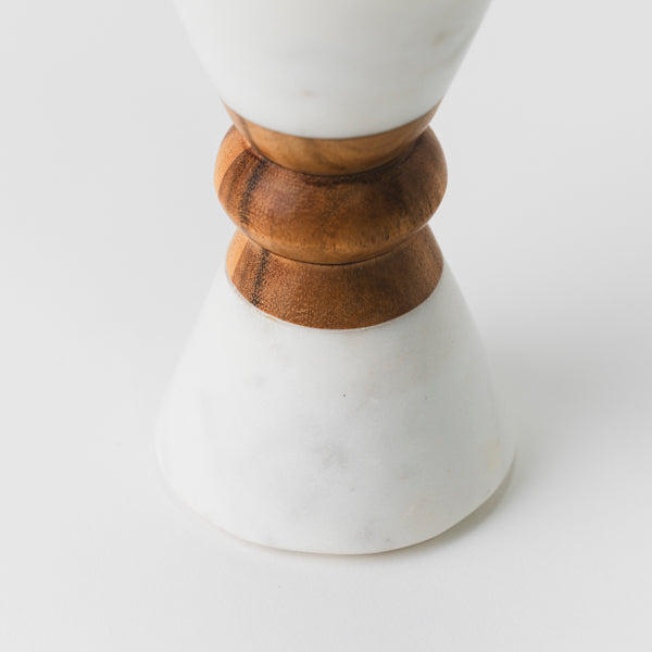 Heirloom Marble & Acacia Candleholders
