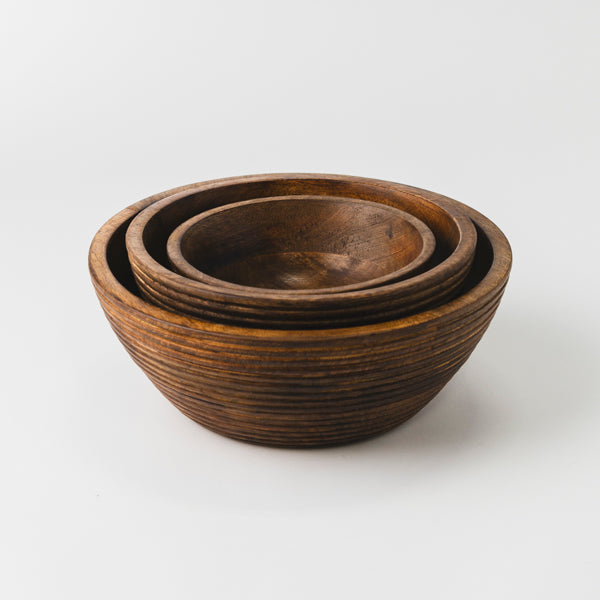 Cascade Handcarved Mangowood Nested Bowls