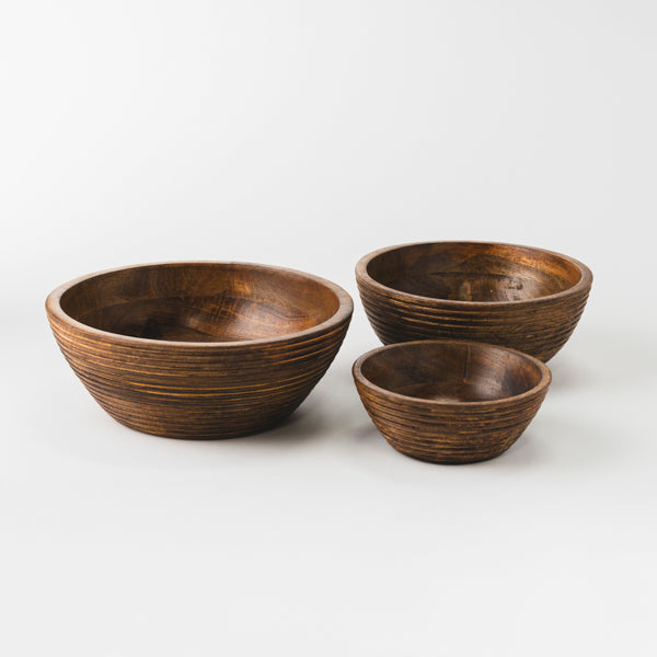 Cascade Handcarved Mangowood Nested Bowls