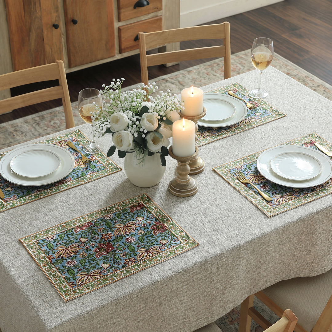 Florin Hand Block Printed Cotton Napkins Set of 4