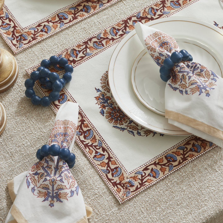 Saffra Hand Block Printed Cotton Cloth Napkins Set of 4