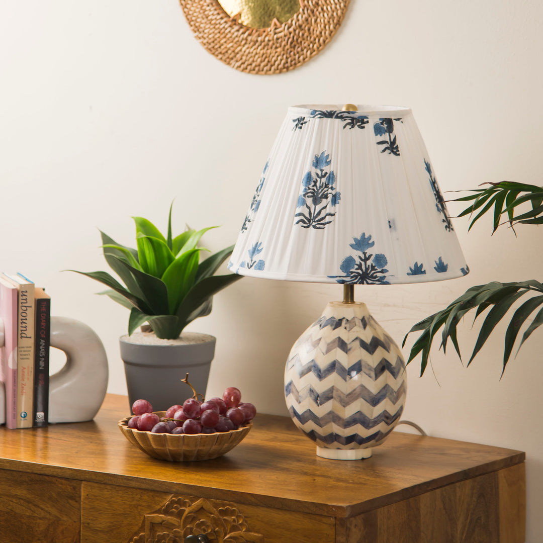 Azure Blossom Lamp Shade – Mela Artisans - Main Image