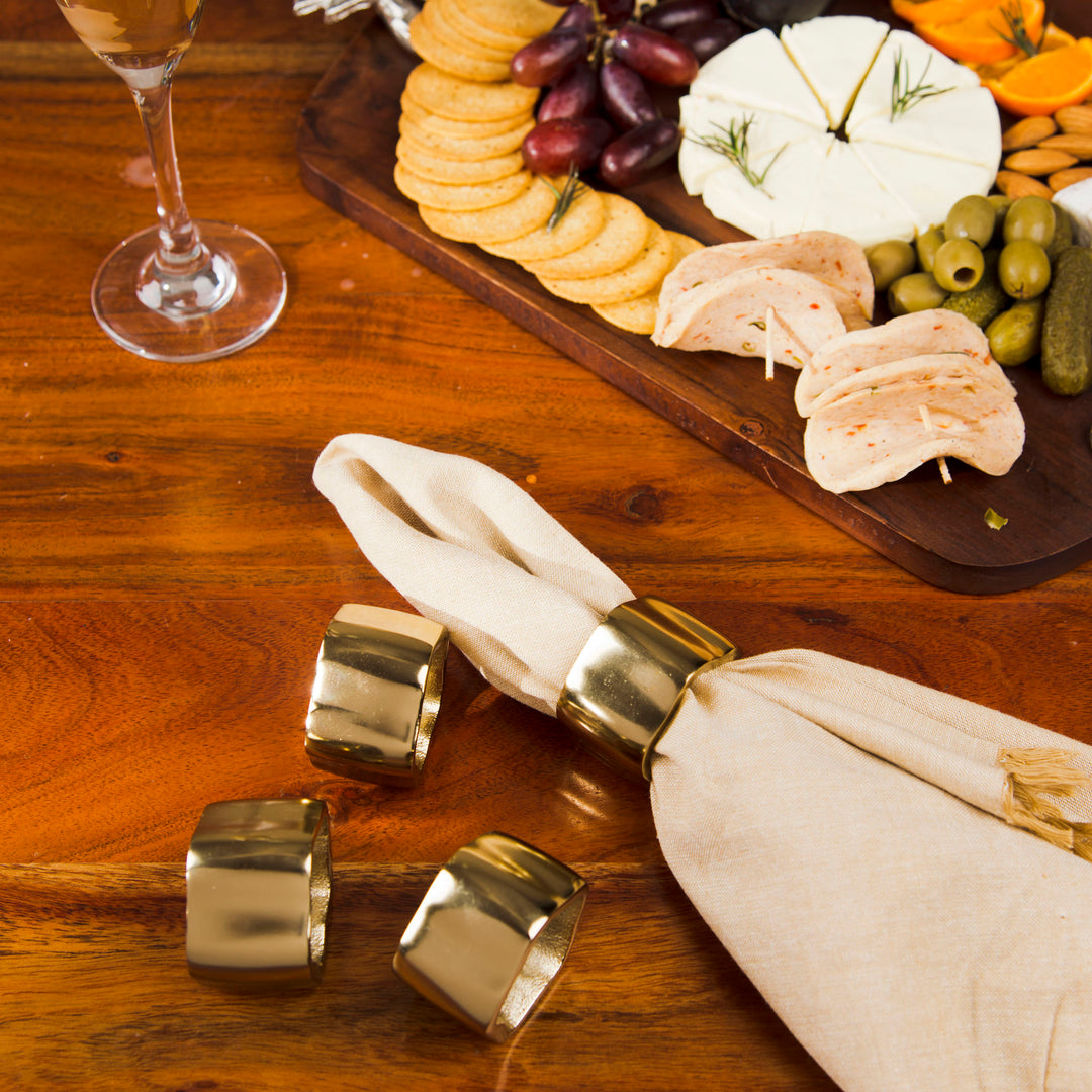 Gold Toned Sculpted Napkin Rings