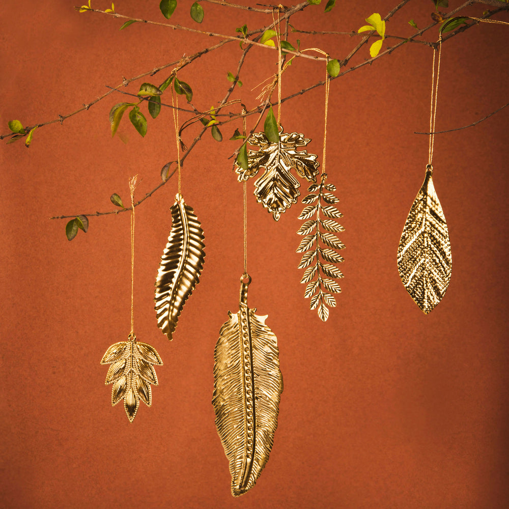 Close-up of brass leaf detailing and finish
