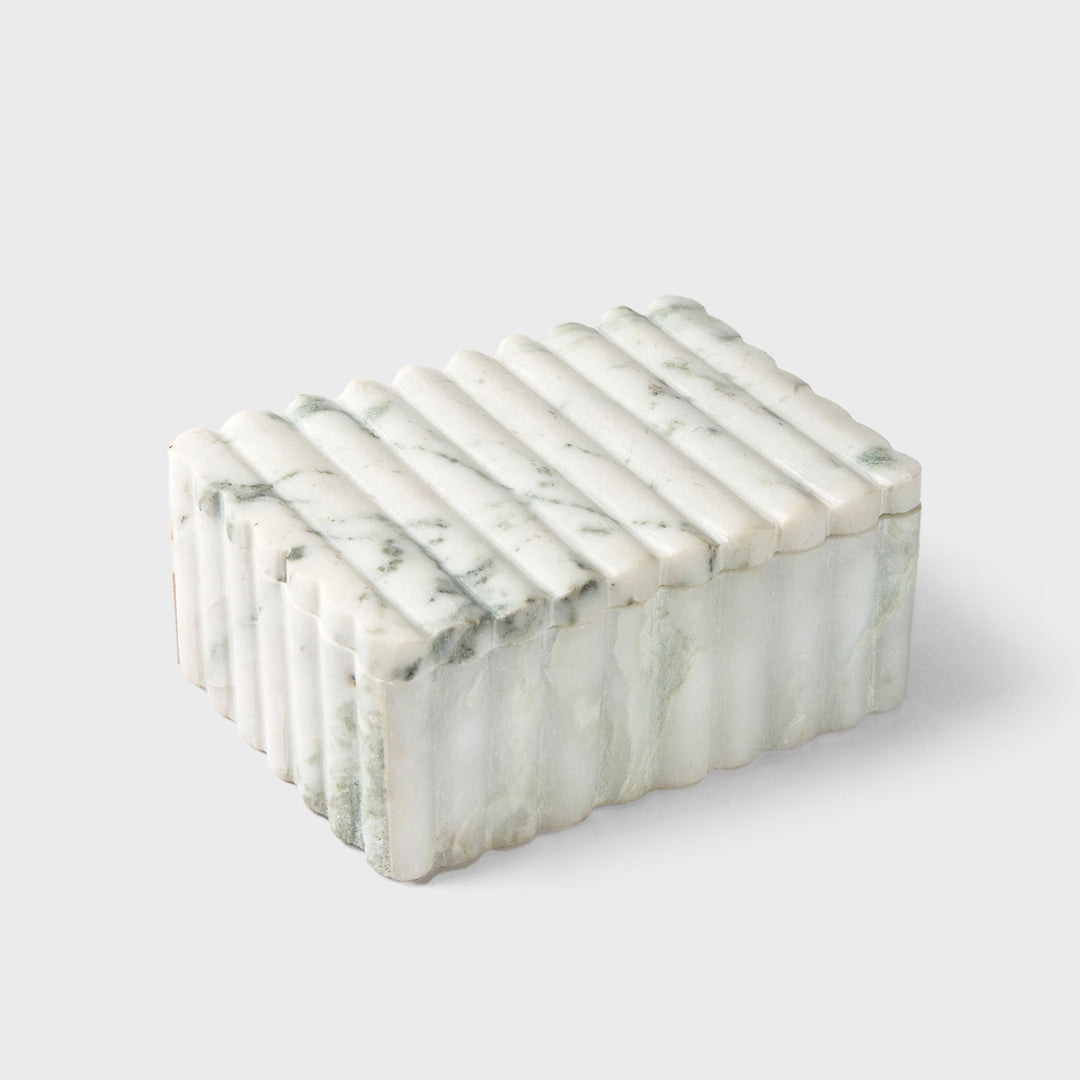 Sculpted Marble Box, Serene White