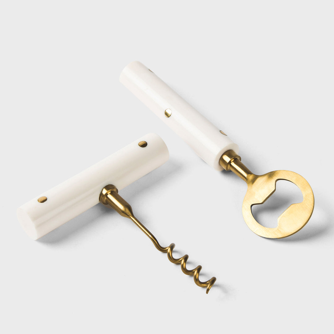 Pinstripe Inlay Bar Accessories Gift Set, Wooden Box with Corkscrew & Bottle Opener