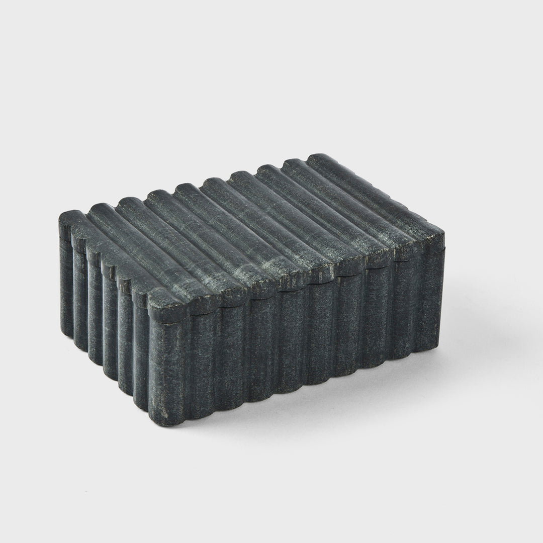 Sculpted Marble Box, Midnight Black