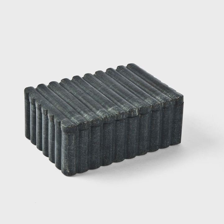 Sculpted Marble Box, Midnight Black
