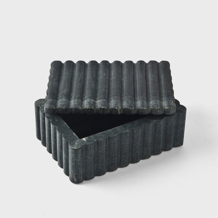 Sculpted Marble Box, Midnight Black