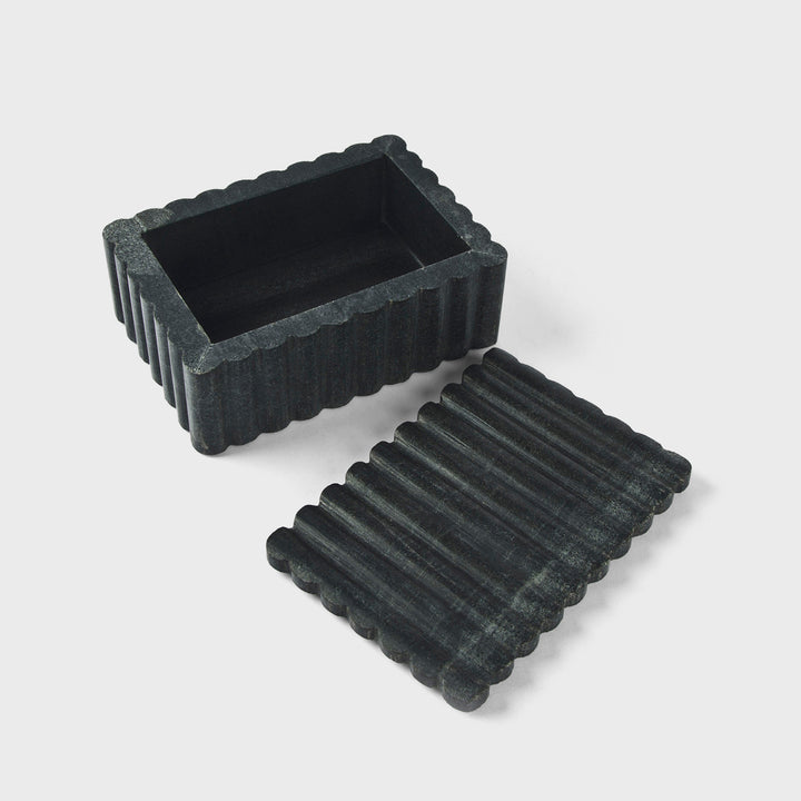 Sculpted Marble Box, Midnight Black