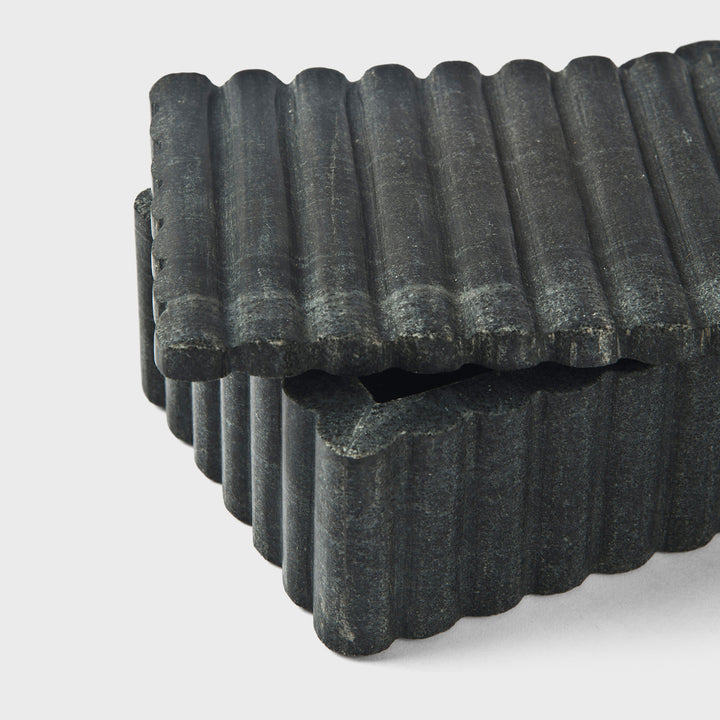 Sculpted Marble Box, Midnight Black