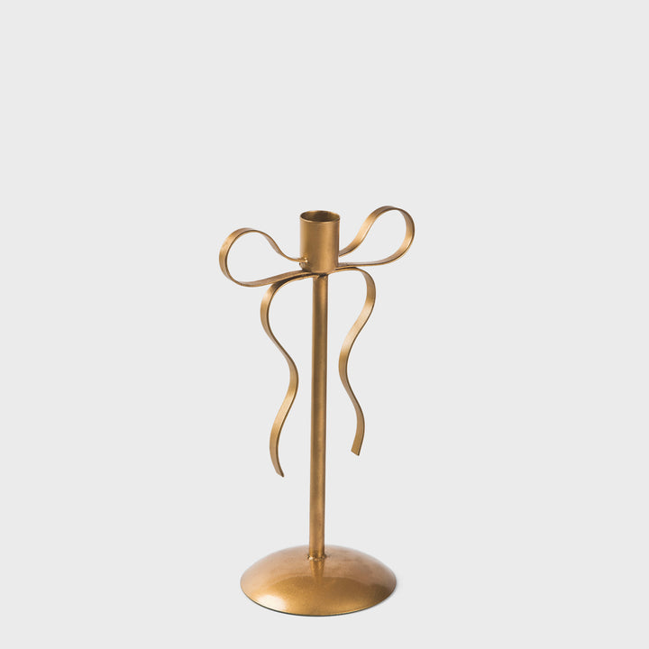 Gold Bow Tapered Candlesticks