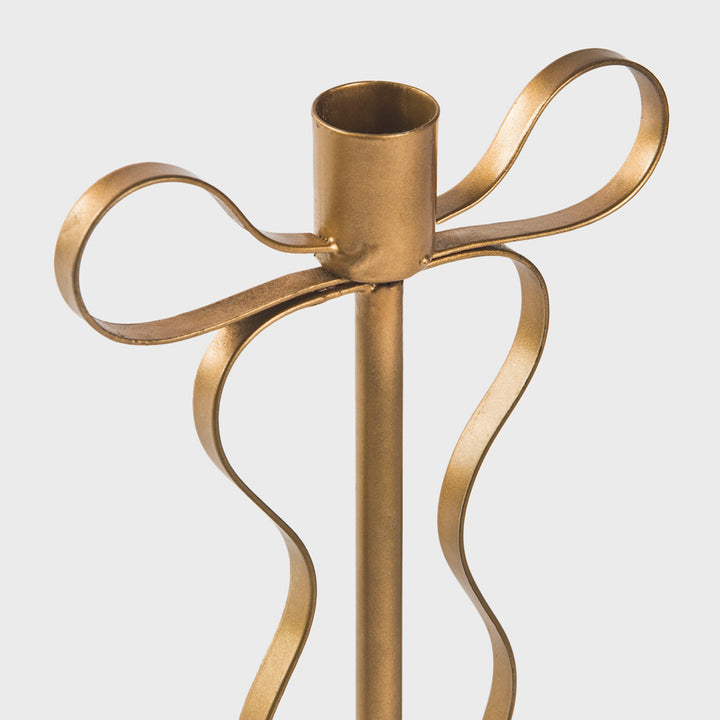 Gold Bow Tapered Candlesticks