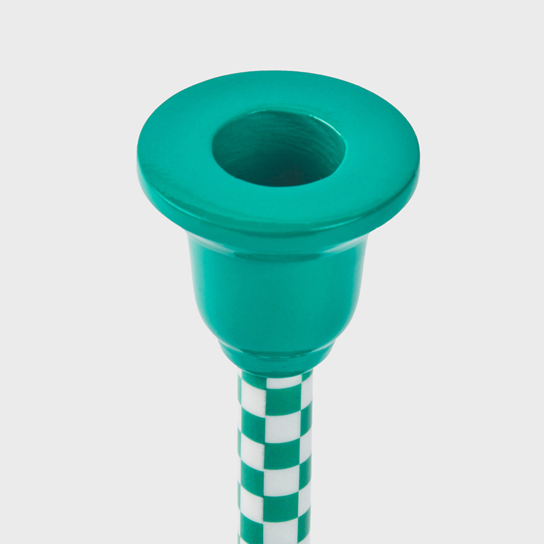 Jade Mint Checkered Candlesticks