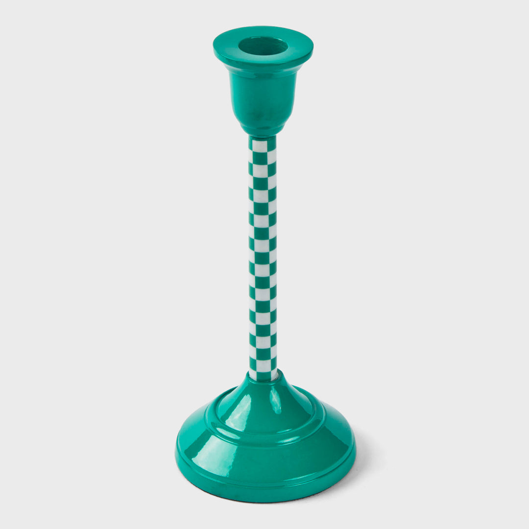 Jade Mint Checkered Candlesticks