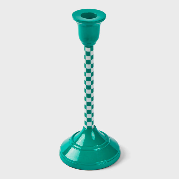 Jade Mint Checkered Candlesticks