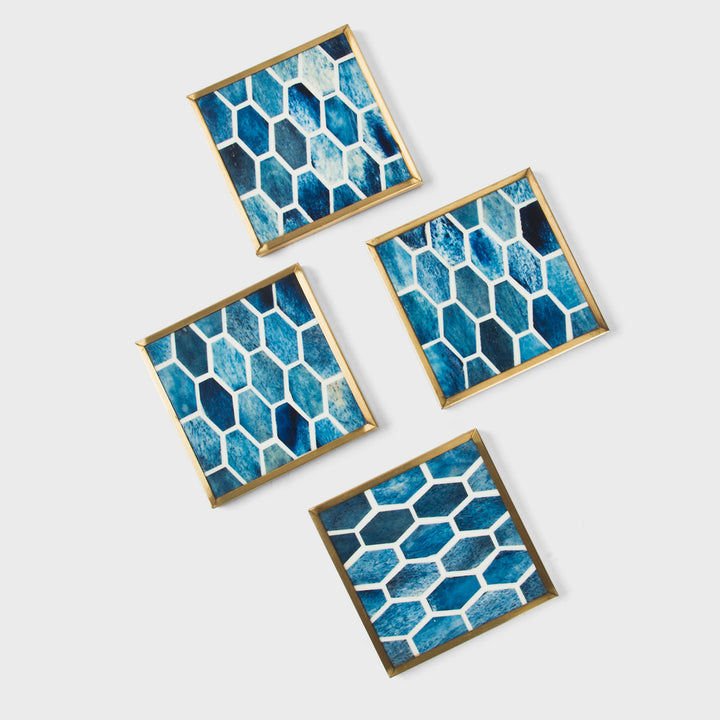 Gramercy Inlay Coasters with Brass Trim