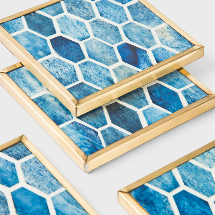 Gramercy Inlay Coasters with Brass Trim