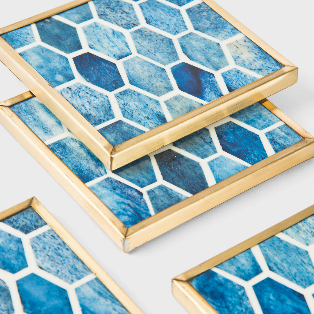 Gramercy Bone Inlay Tray & Coasters Gift Box Set