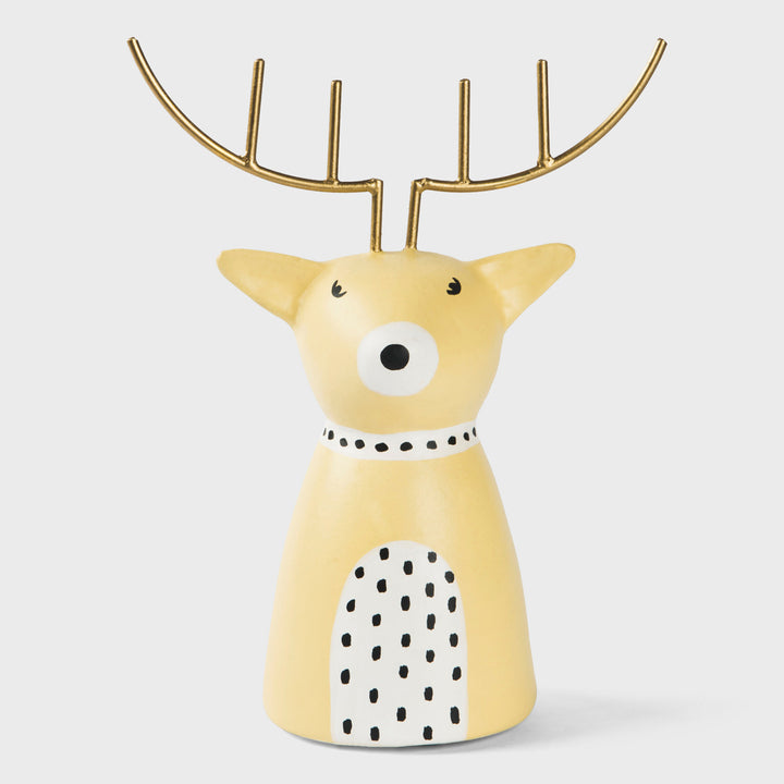 Golden Antler Reindeer Figurine