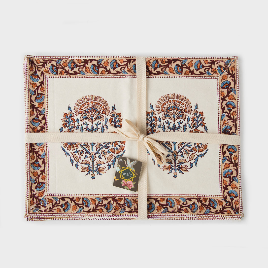 Saffra Hand Block Printed Cotton Placemats Set of 4
