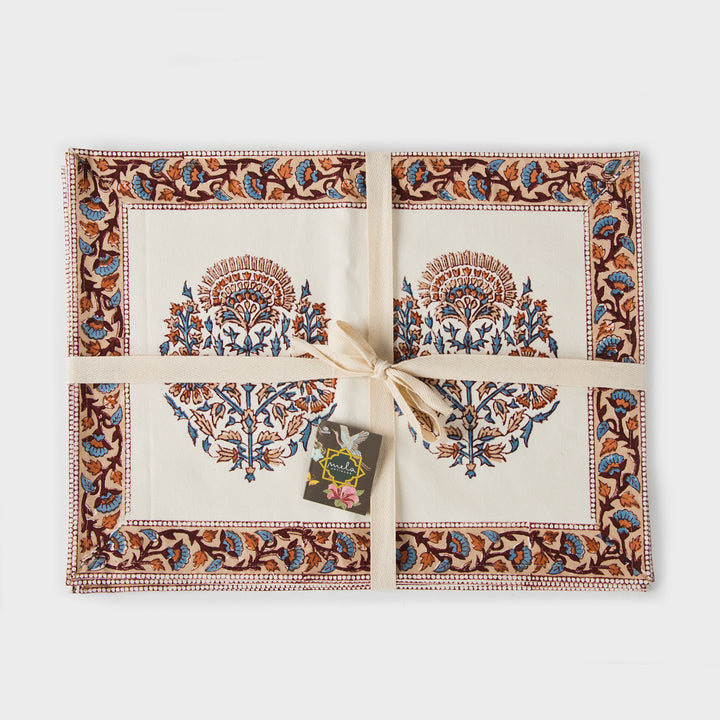 Saffra Hand Block Printed Cotton Placemats Set of 4