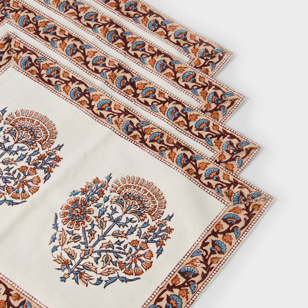 Saffra Hand Block Printed Cotton Placemats Set of 4
