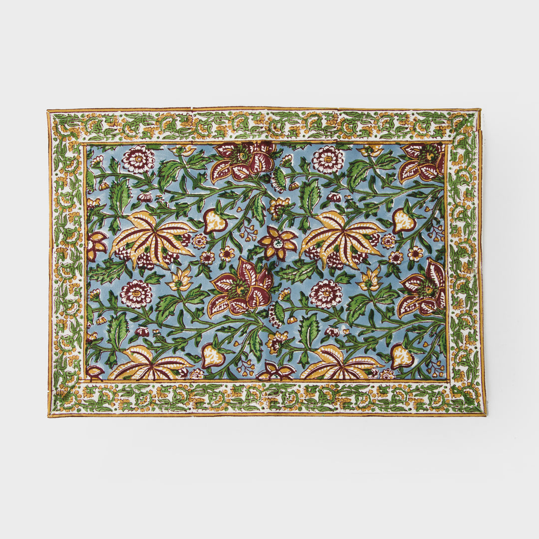 Florin Hand Block Printed Cotton Placemats Set of 4