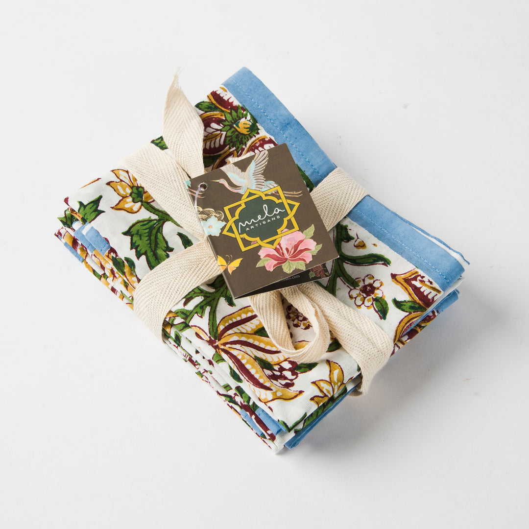 Florin Hand Block Printed Cotton Napkins Set of 4