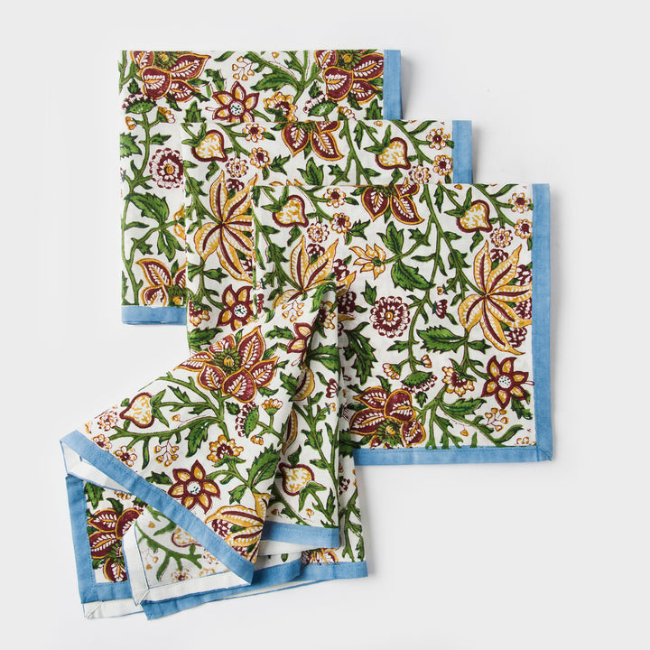 Florin Hand Block Printed Cotton Napkins Set of 4