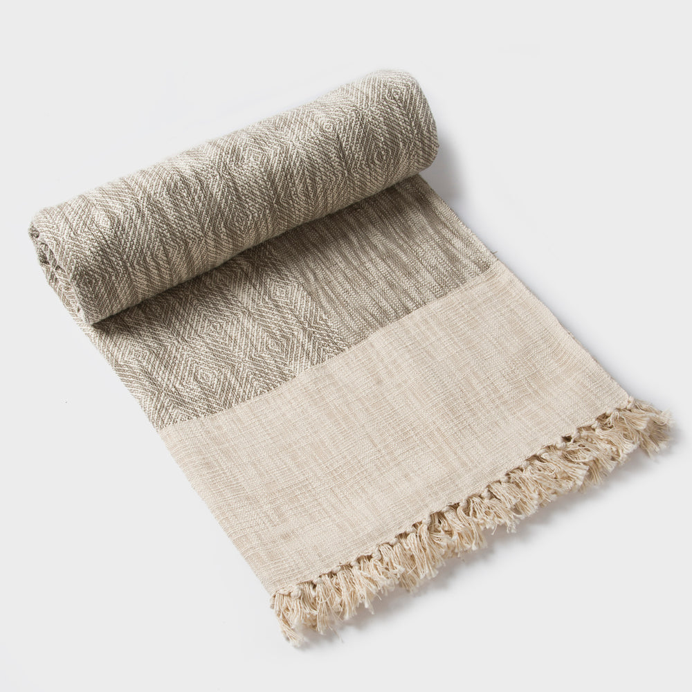 Earthy Brown reversible cotton bed cover in single size displayed on bed