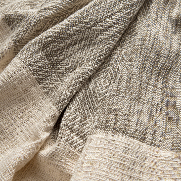 Close-up of cotton fabric texture and floral pattern on bed cover