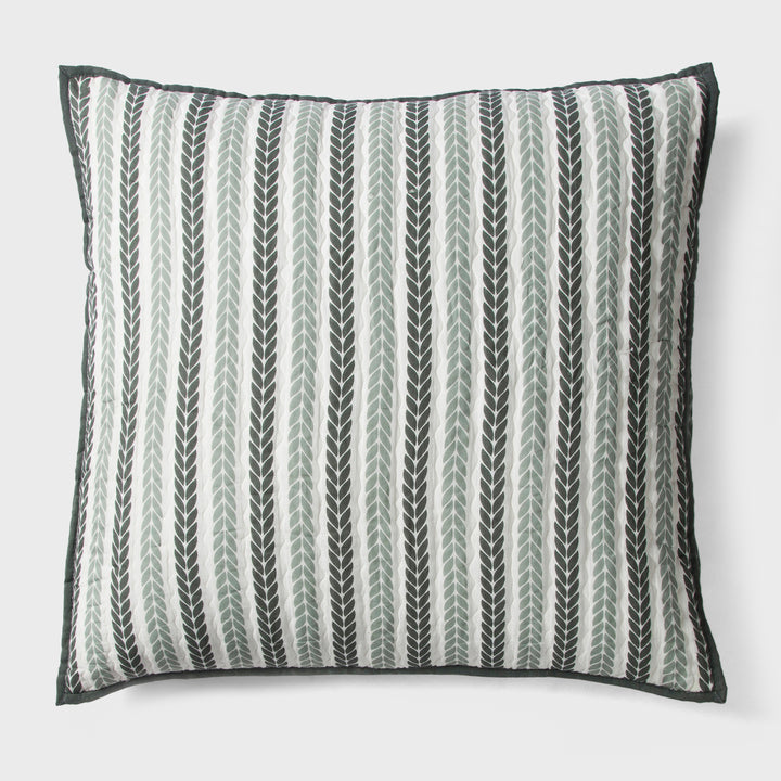 Lehar Leafy Striped Cotton Pillow Sham Set