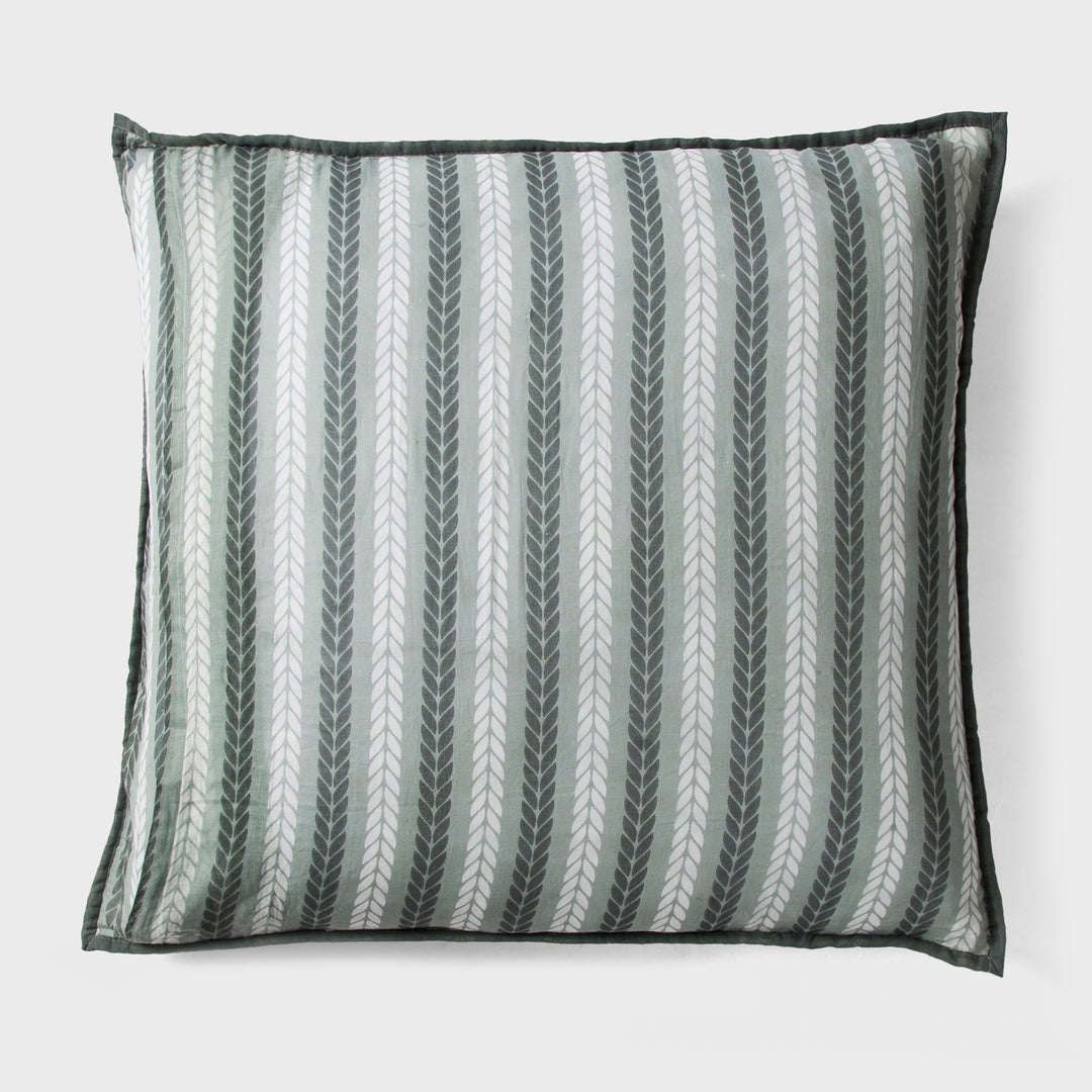 Lehar Leafy Striped Cotton Pillow Sham Set