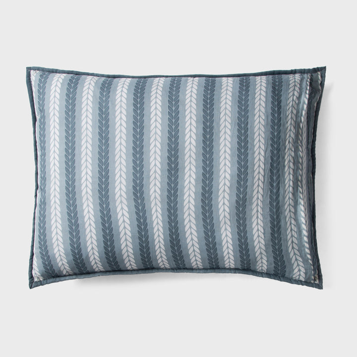 Lehar Leafy Striped Cotton Pillow Sham Set