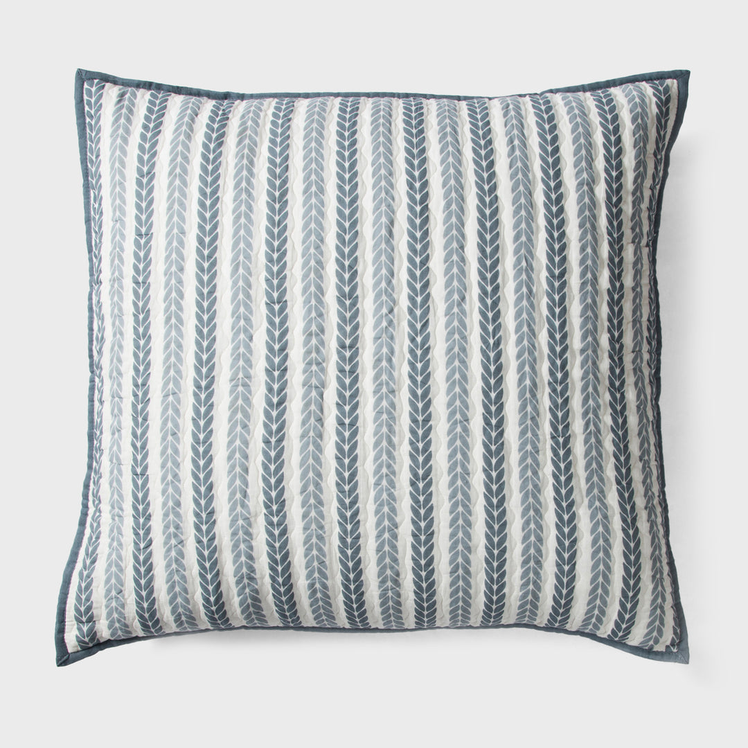 Lehar Leafy Striped Cotton Pillow Sham Set