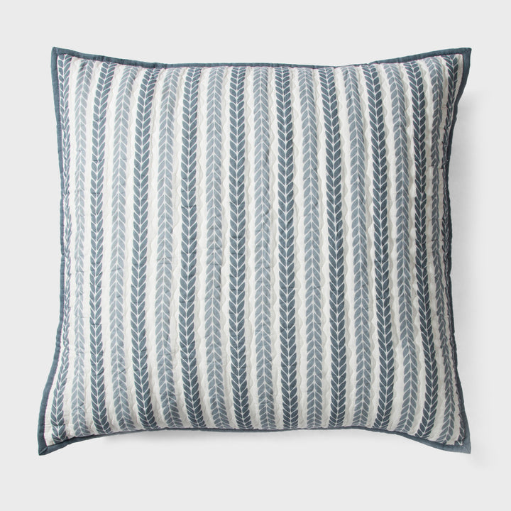 Lehar Leafy Striped Cotton Pillow Sham Set