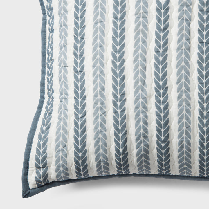 Lehar Leafy Striped Cotton Pillow Sham Set