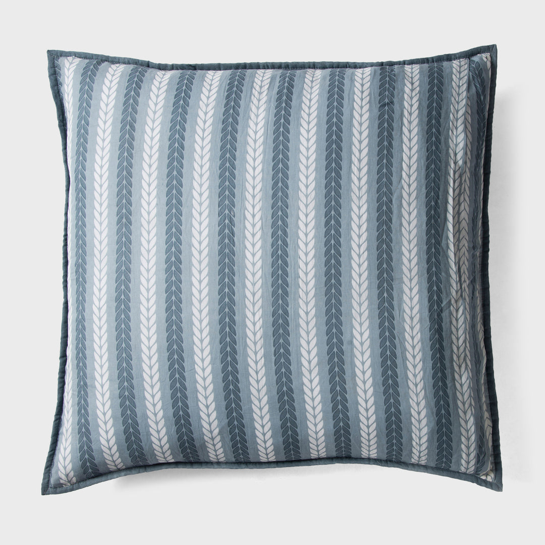 Lehar Leafy Striped Cotton Pillow Sham Set