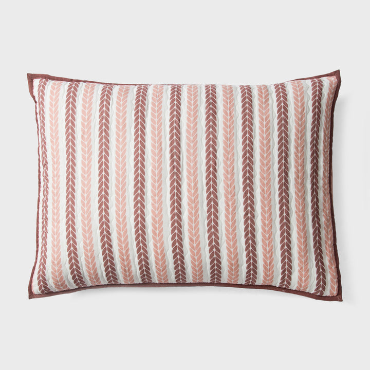 Lehar Leafy Striped Cotton Pillow Sham Set