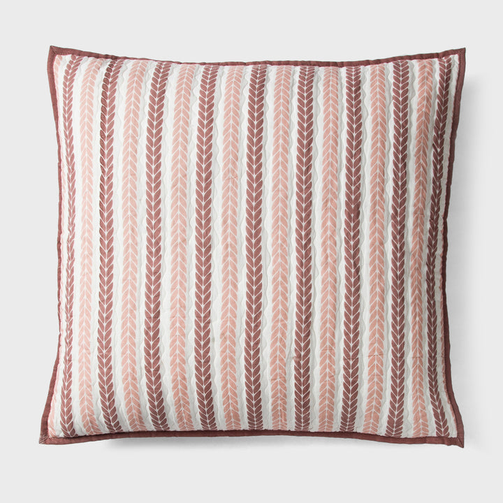 Lehar Leafy Striped Cotton Pillow Sham Set