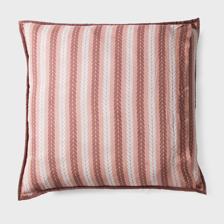 Lehar Leafy Striped Cotton Pillow Sham Set