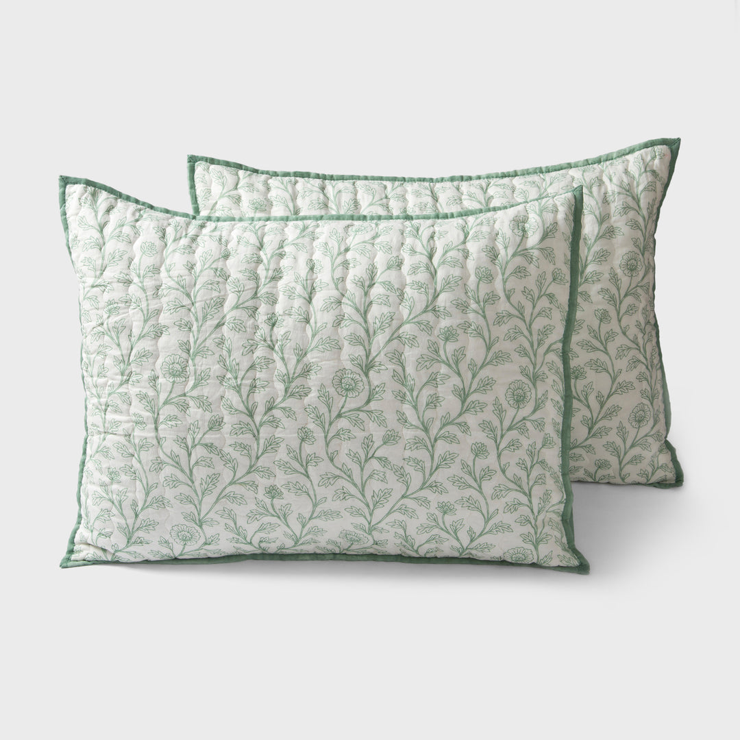 Mughal Floral Handprinted Cotton Sham Set of 2