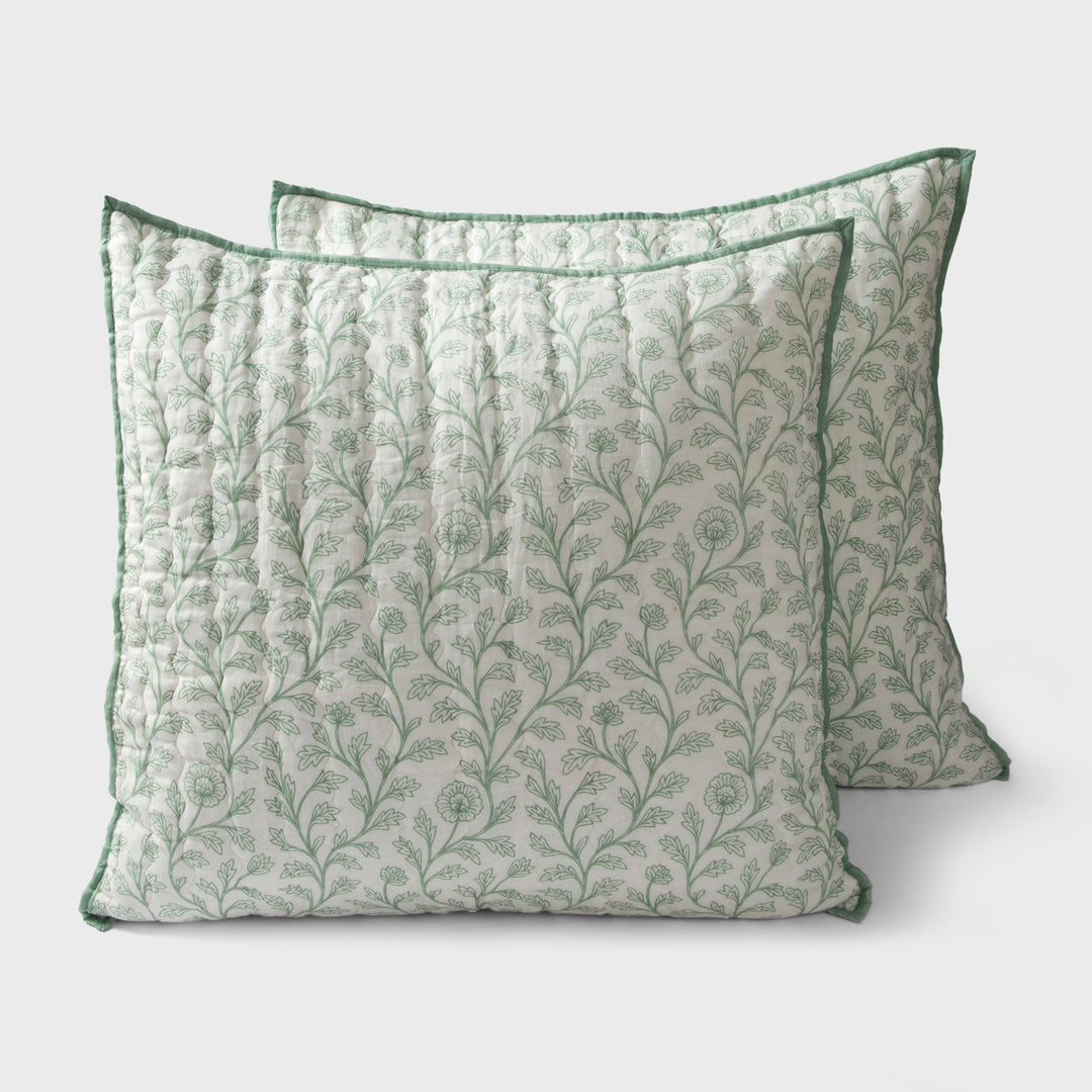 Mughal Floral Handprinted Cotton Sham Set of 2