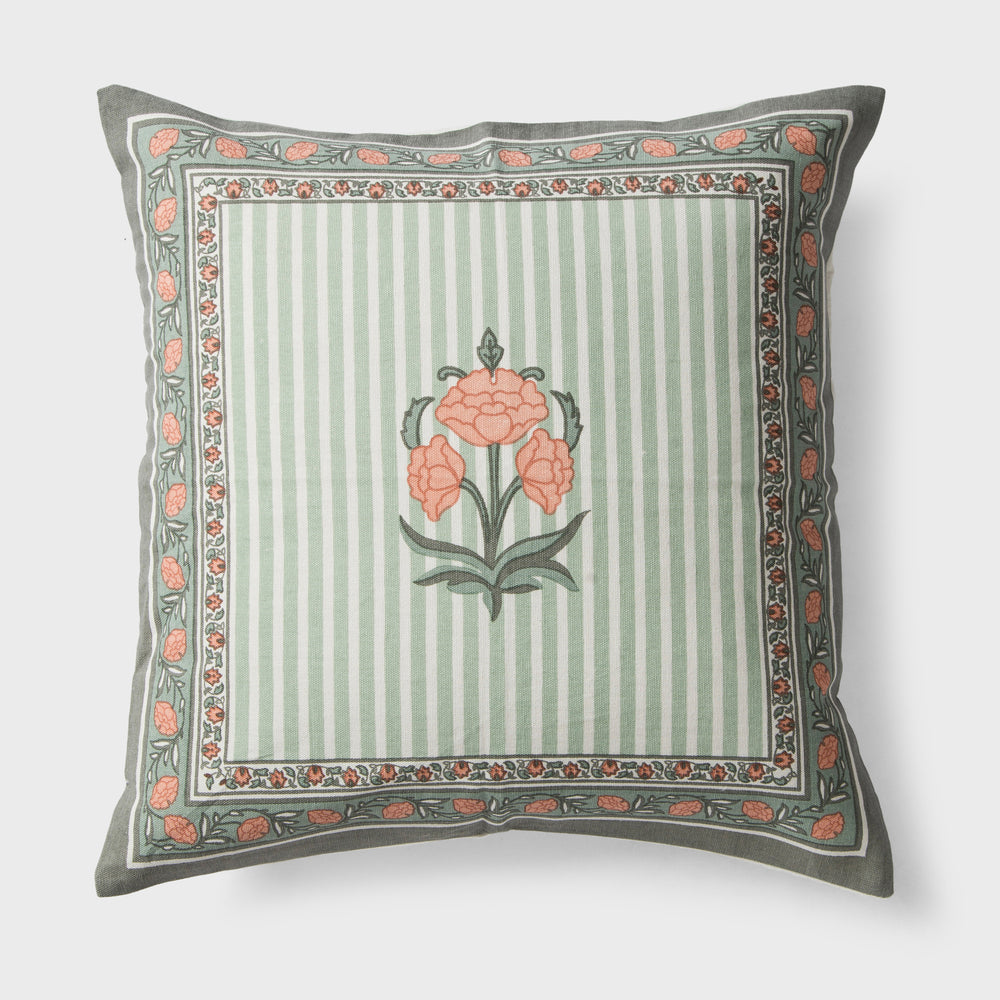 Kesar floral printed cotton cushion cover in Blush Pink floral design
