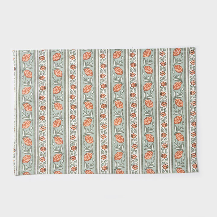 Close-up of print detailing on cotton table mat