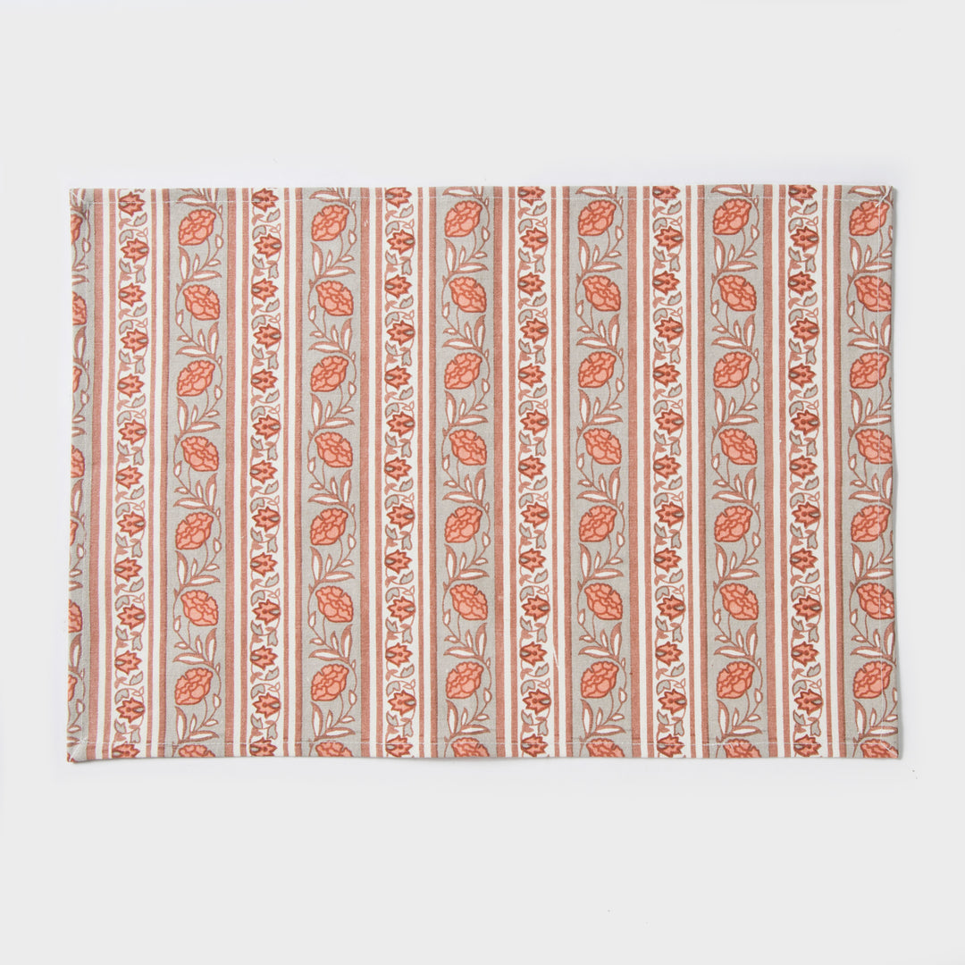 Close-up of print detailing on cotton table mat