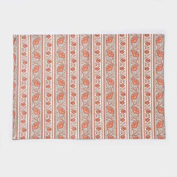 Close-up of print detailing on cotton table mat