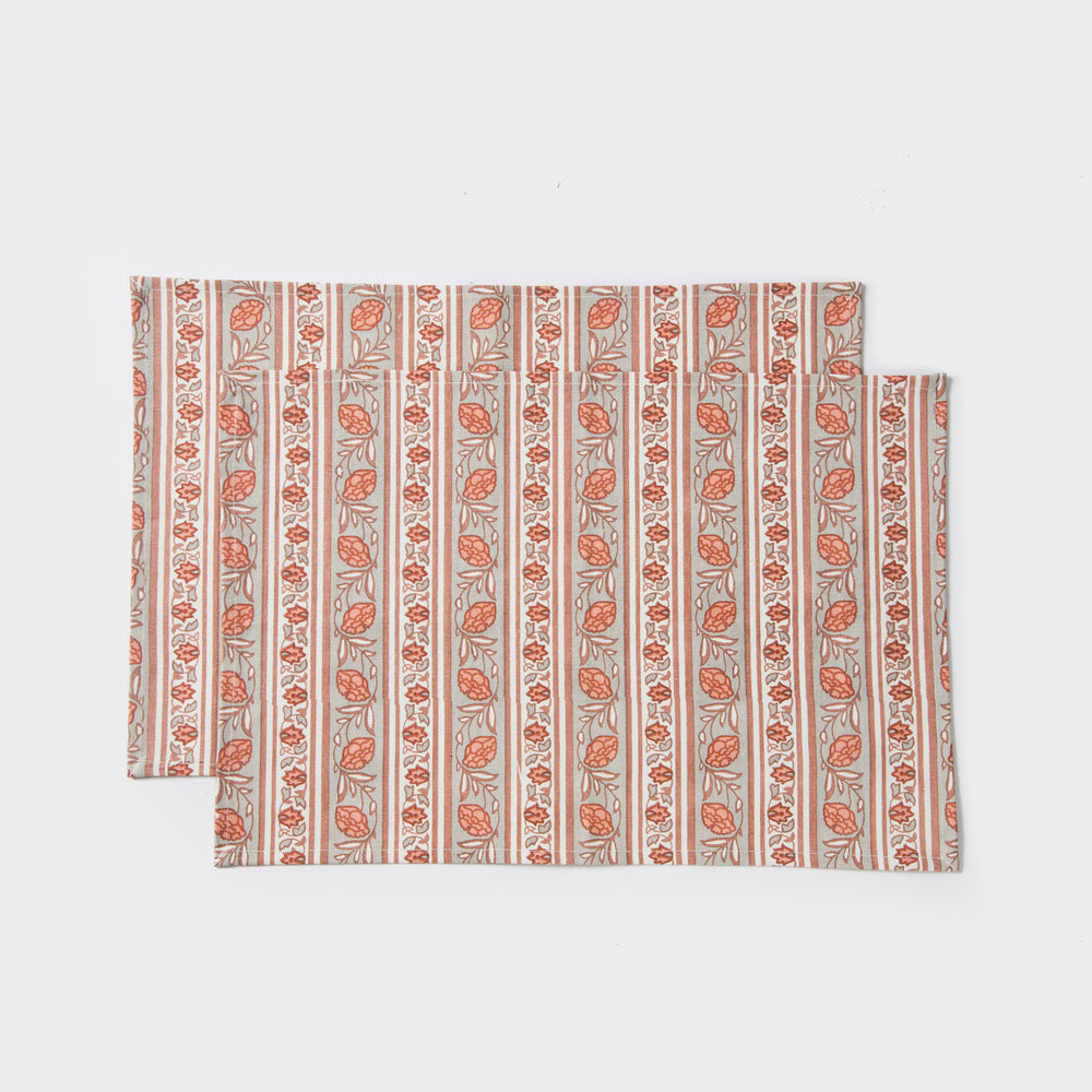 Close-up of print detailing on cotton table mat
