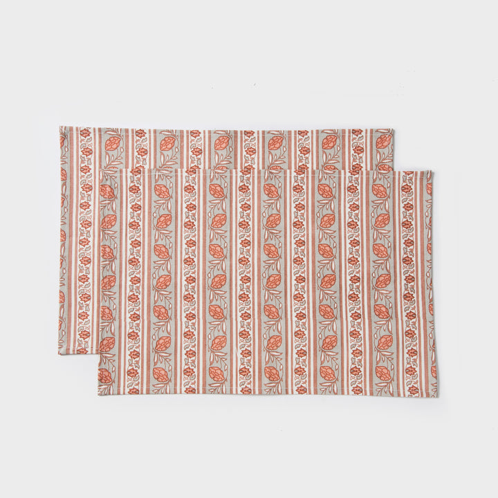 Close-up of print detailing on cotton table mat
